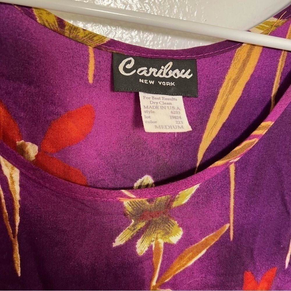 Vintage Caribou Sleeveless Dress Purple Floral - Picture 10 of 10